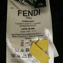 Fendi Black Embroidered Jersey Crewneck T-Shirt XL