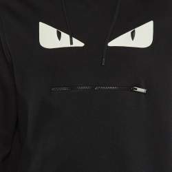 Fendi Black Monster Eyes Patch Detail Cotton Knit Hoodie L