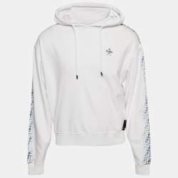 Fendi White FF Print Cotton Knit Hoodie S