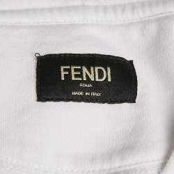 Fendi White FF Print Cotton Knit Hoodie S