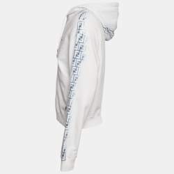 Fendi White FF Print Cotton Knit Hoodie S