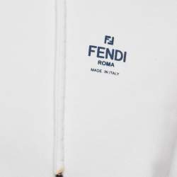 Fendi White FF Print Cotton Knit Hoodie S