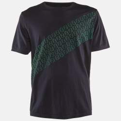 Fendi Navy Blue Logo Printed Cotton Knit T-Shirt XXL