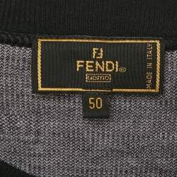 Pre Owned Fendi Vintage Grey FF Pattern Cotton Knit Sweatshirt L