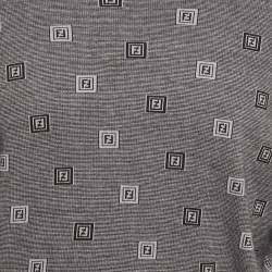 Pre Owned Fendi Vintage Grey FF Pattern Cotton Knit Sweatshirt L
