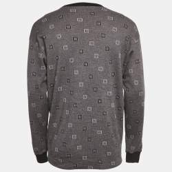 Pre Owned Fendi Vintage Grey FF Pattern Cotton Knit Sweatshirt L