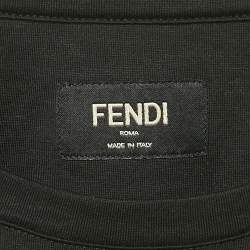 Fendi Black Monster Eyes Embroidered Jersey T-Shirt XL