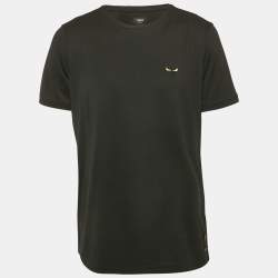 Fendi Black Monster Eyes Embroidered Jersey T-Shirt XL