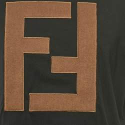 Fendi Black Zucca Applique Jersey Crewneck T-Shirt XL
