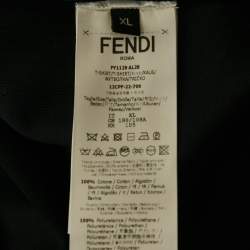 Pre Owned Fendi Black Logo Embossed Cotton Jersey T-Shirt XL