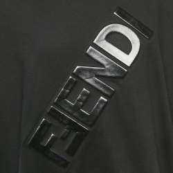 Pre Owned Fendi Black Logo Embossed Cotton Jersey T-Shirt XL