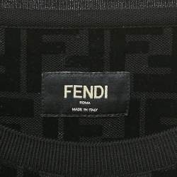 Pre Owned Fendi Black Zucca Flocked Jersey Crew Neck T-Shirt XL
