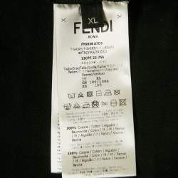 Pre Owned Fendi Black Zucca Flocked Jersey Crew Neck T-Shirt XL