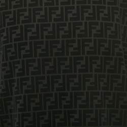 Pre Owned Fendi Black Zucca Flocked Jersey Crew Neck T-Shirt XL