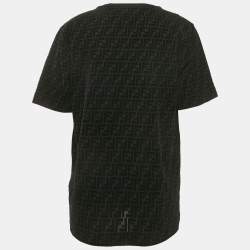 Pre Owned Fendi Black Zucca Flocked Jersey Crew Neck T-Shirt XL