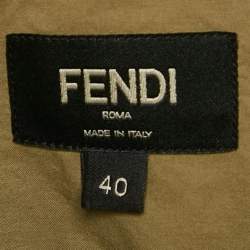 Pre Owned Fendi Olive Green Cotton Short Sleeve Shirt M