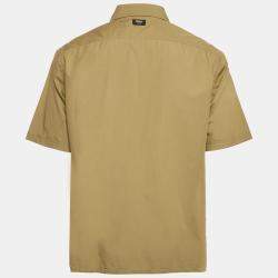 Pre Owned Fendi Olive Green Cotton Short Sleeve Shirt M