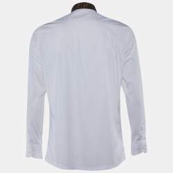 Pre Owned Fendi White Cotton FF Collar Slim Fit Shirt L 