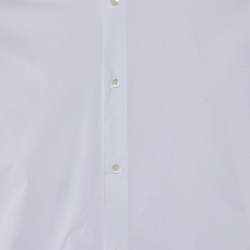 Pre Owned Fendi White Cotton FF Collar Slim Fit Shirt L 