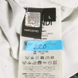 Pre Owned Fendi White Printed Jersey Crewneck T-Shirt L