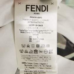 Pre Owned Fendi White Printed Jersey Crewneck T-Shirt L