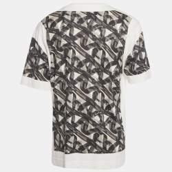 Pre Owned Fendi White Printed Jersey Crewneck T-Shirt L