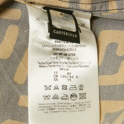 Pre Owned Fendi Dark Brown Allover Logo Print Synthetic Bowling Shirt M