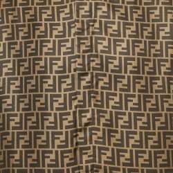 Pre Owned قميص فاندي أزرار أمامية حرير مطبوع مونوغرام زوكا بني مقاس كبير