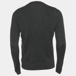 Pre Owned Fendi Black Zucca Intarsia Wool Knit Pullover S