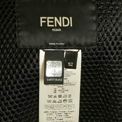 Pre Owned Fendi Black Logo Mesh Hooded Jacket XL