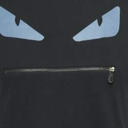 Pre Owned Fendi Black Monster Bug Zipper Detail Cotton T-Shirt M