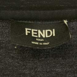 Pre Owned Fendi Black Monster Bug Zipper Detail Cotton T-Shirt M