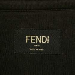 Pre Owned Fendi Black Zucca Applique Jersey T-Shirt L