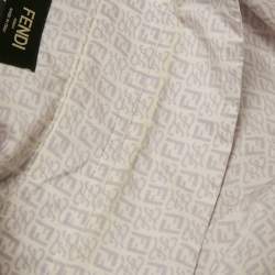 Pre Owned Fendi White Logo Print Silk Shirt XL