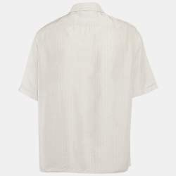 Pre Owned Fendi White Logo Print Silk Shirt XL