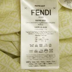 Pre Owned Fendi Green FF Print Silk Short Sleeve Shirt L