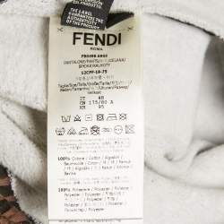 Pre Owned Fendi Brown Zucca Monogram Cotton Multicolor Stripe Detail Joggers M