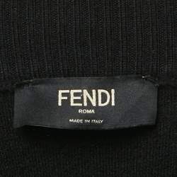 مملوكة مسبقًا Fendi Black Wool Logo Band Detail Zip -Up Sweater M