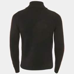 مملوكة مسبقًا Fendi Black Wool Logo Band Detail Zip -Up Sweater M
