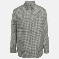 Pre Owned Fendi Black/White FF Houndstooth Synthetic Reversible Jacket L