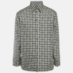 Pre Owned Fendi Black/White FF Houndstooth Synthetic Reversible Jacket L