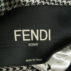 Pre Owned Fendi Black/White FF Houndstooth Synthetic Reversible Jacket L