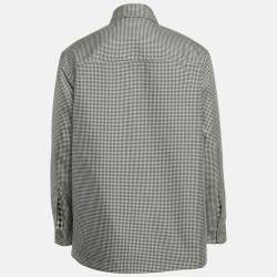 Pre Owned Fendi Black/White FF Houndstooth Synthetic Reversible Jacket L