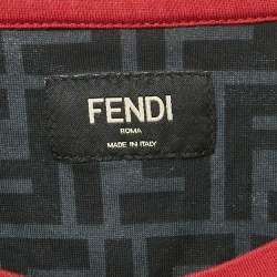 مملوكة مسبقًا تي شيرت فندي قطن مطبوع شعار FF أخضر مقاس متوسط (ميديوم)