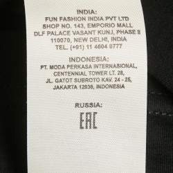 Pre Owned Fendi Black Leather Logo Applique Jersey Crew Neck T-Shirt S
