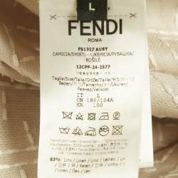 Pre Owned Fendi Beige FF Jacquard Linen Oversize Shirt L