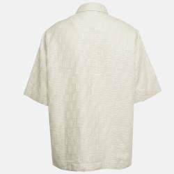 Pre Owned Fendi Beige FF Jacquard Linen Oversize Shirt L