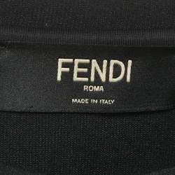 Pre Owned Fendi Black FF Print Cotton Knit Crewneck Sweater L