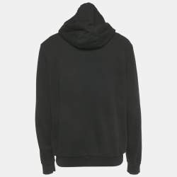 Pre Owned Fendi Black Logo Embroidered Cotton Zip-Up Hoodie XL