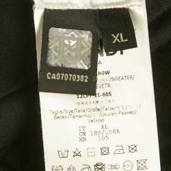 Pre Owned Fendi Black Logo Embroidered Cotton Zip-Up Hoodie XL